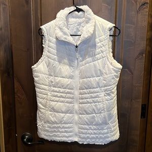 White Northface Reversible Mossbud Vest